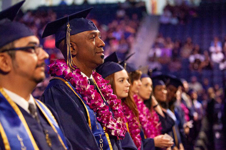 Row of students at Commencement