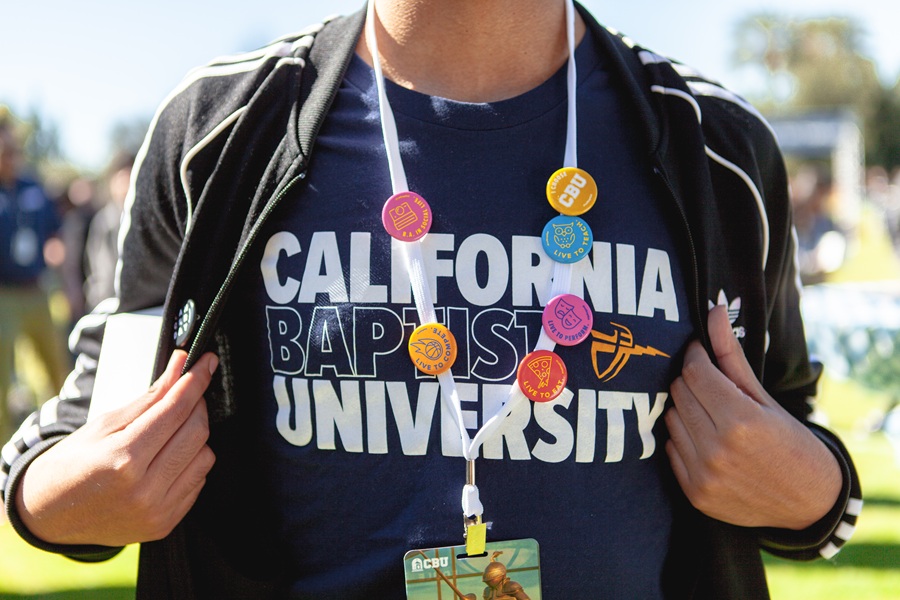 Student wearing a CBU t-shirt