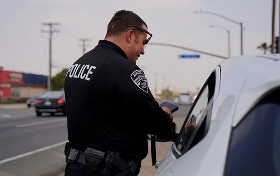 police officer at a traffic stop