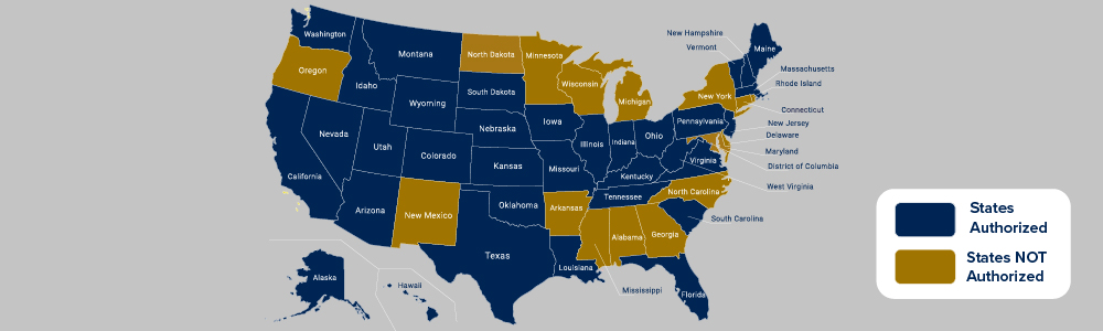 Visual respresentation of the states authorized 