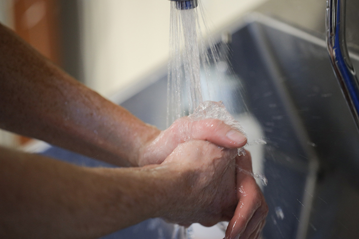 washing hands