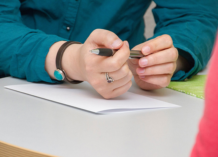 Student with pen