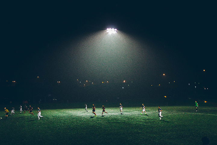 field of soccer players