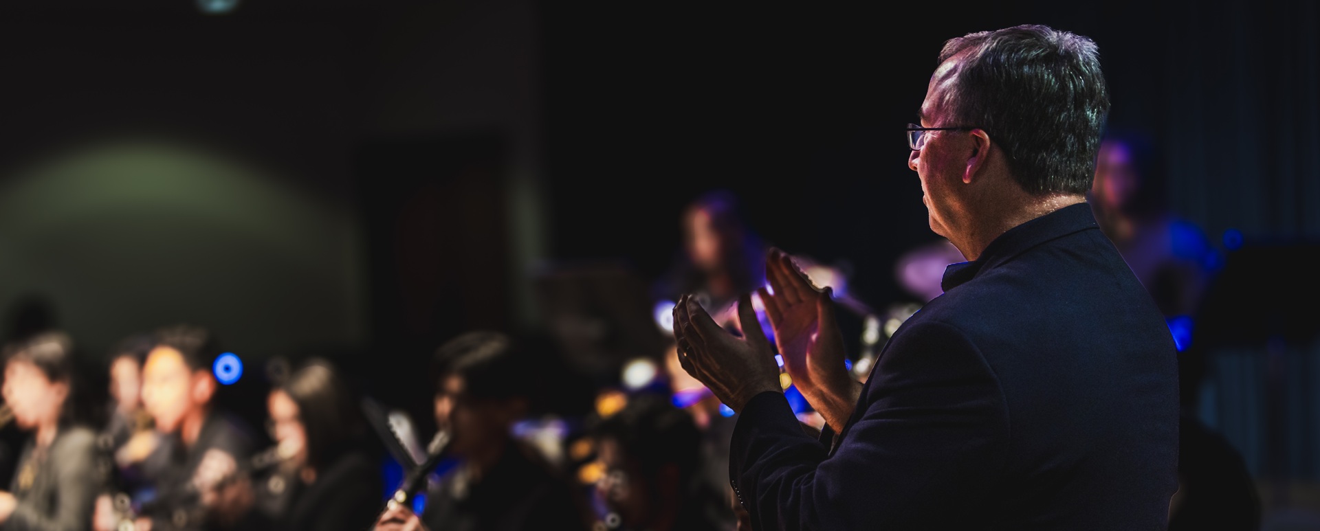 Music teacher and students