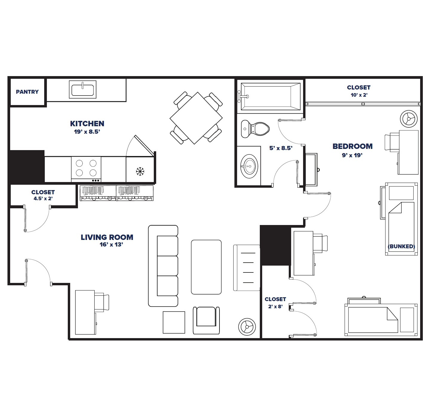 1-bed, 1-bath (Old Eco) floor plan thumbnail