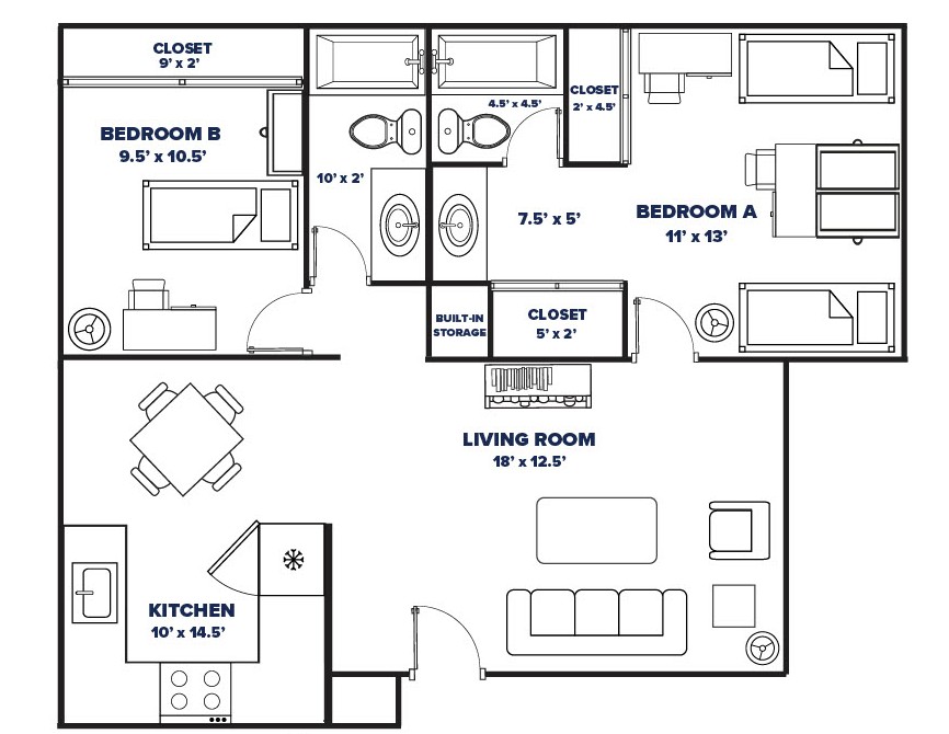 2 Bed, 2 Bath (upstairs) floorplan thumbnail
