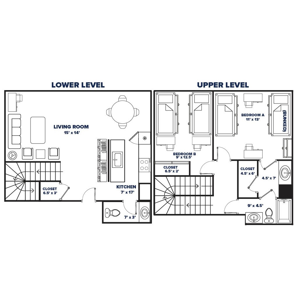 TH 2 bed, 1.5 bath floor plan thumbnail