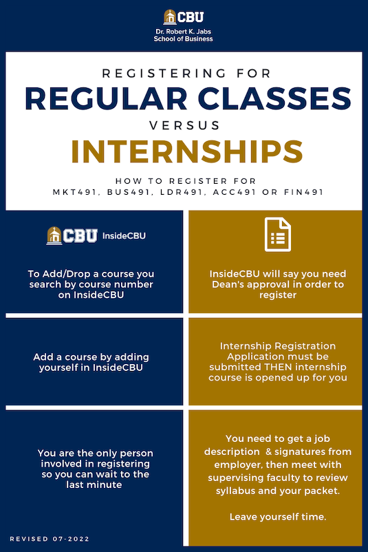 infographic: Registering for Classes vs Internships